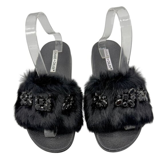Chase & Chloe Black jeweled sandal slides - Size 7.5 - Picture 1 of 6